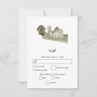 Watercolor Church Traditional Monogram Wedding