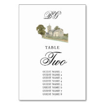 Watercolor Church Traditional Monogram Wedding