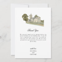 Watercolor Church Traditional Monogram Wedding