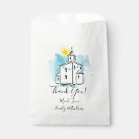 Watercolor Church with Cross Steeple Thank you