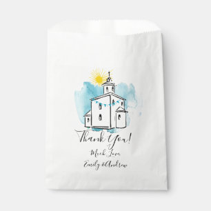Watercolor Church with Cross Steeple Thank you Favour Bags