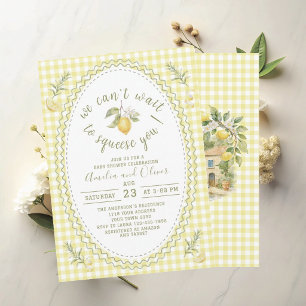 Watercolor ciao bambino lemons baby shower invitation