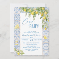 Watercolor ciao bambino lemons baby shower