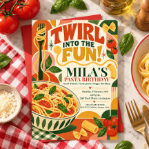 Watercolor Ciao Pasta Birthday Italian Tomato food