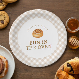 Watercolor Cinnamon Bun In The Oven Baby Shower Paper Plate