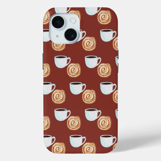 Watercolor Cinnamon Bun Pastry Coffee Case-Mate iPhone Case (Back)