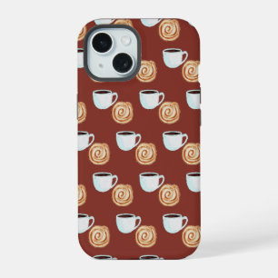 Watercolor Cinnamon Bun Pastry Coffee iPhone 15 Case
