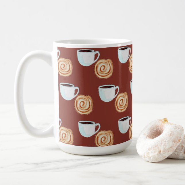 Watercolor Cinnamon Bun Pastry Coffee Mug (With Donut)
