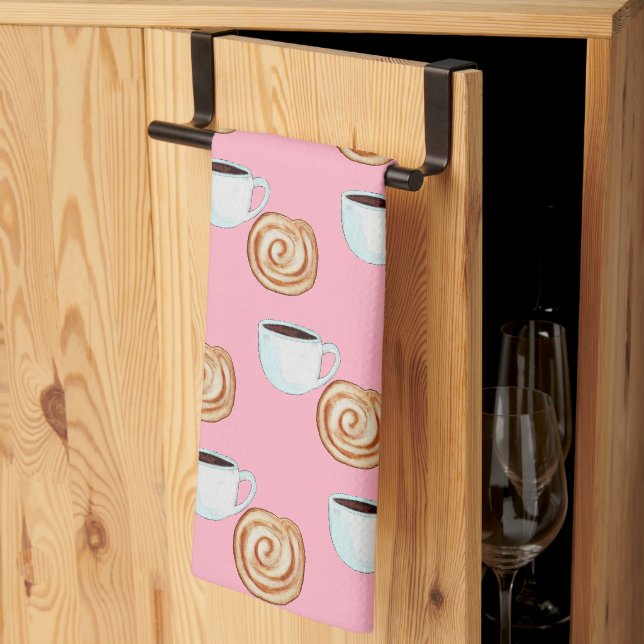 Watercolor Cinnamon Bun Pastry Coffee Tea Towel (Thirds Fold)