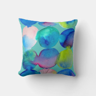 Watercolor circle pattern abstract art cool colour cushion