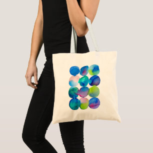 Watercolor circle pattern abstract art cool colour tote bag