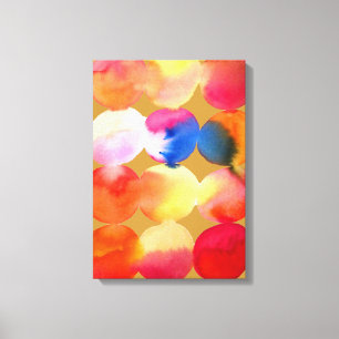 Watercolor circle pattern abstract art warm colour canvas print