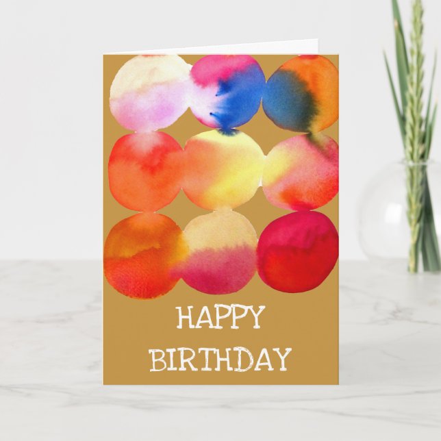 Watercolor circle pattern abstract art warm colour card (Front)