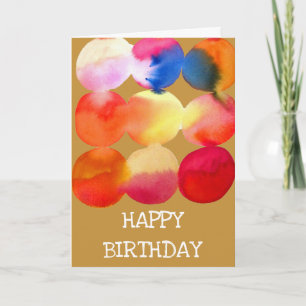 Watercolor circle pattern abstract art warm colour card