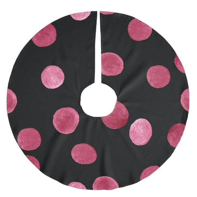 Watercolor Circles Black Background Pattern Brushed Polyester Tree Skirt (Front)