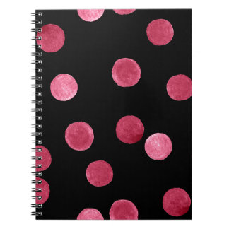 Watercolor Circles Black Background Pattern Notebook