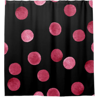 Watercolor Circles Black Background Pattern Shower Curtain