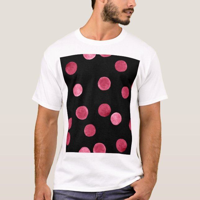 Watercolor Circles Black Background Pattern T-Shirt (Front)