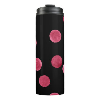 Watercolor Circles Black Background Pattern Thermal Tumbler