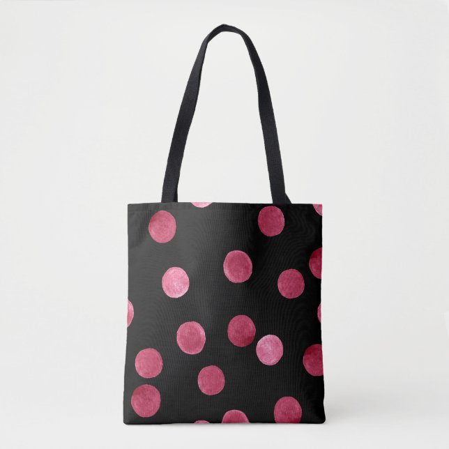 Watercolor Circles Black Background Pattern Tote Bag (Front)