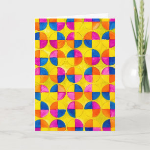 Watercolor Circles Joyeux Anniversaire Bday Card