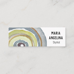 Watercolor Circles Neutral Rings Abstract Art Mini Business Card