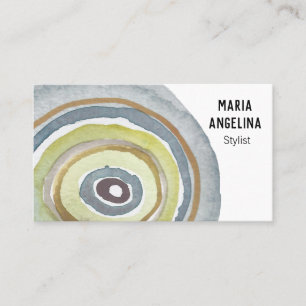 Watercolor Circles Neutral Rings Abstract Business Card