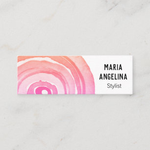 Watercolor Circles Neutral Rings Abstract Pink Mini Business Card