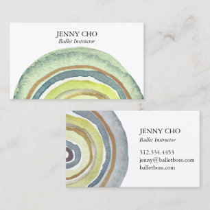 Watercolor Circles Rings Abstract Minimalist Green Business Card