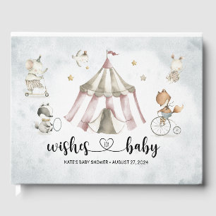 Watercolor Circus Animals Baby Shower Guest Book