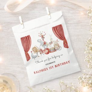Watercolor Circus Animals  Birthday Thank you Favour Bags