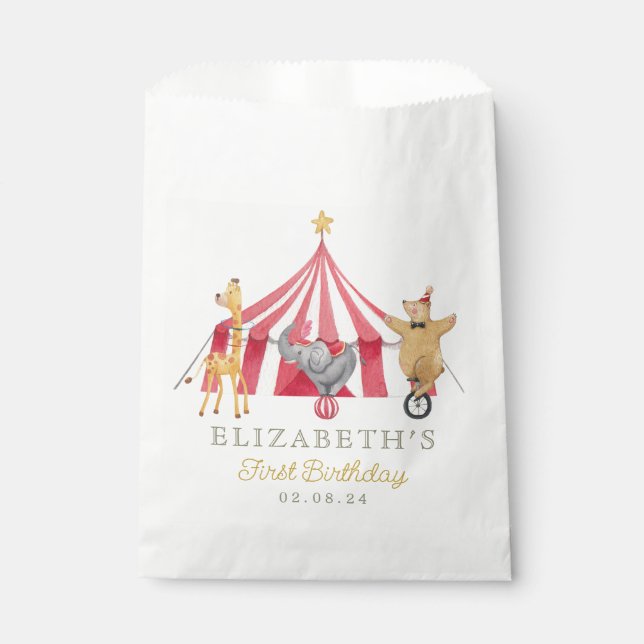 Watercolor Circus Carnival Baby Shower  Favour Bags (Front)