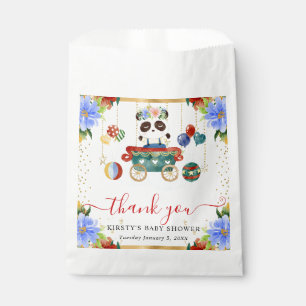 Watercolor Circus Panda Train Floral Baby Shower Favour Bags