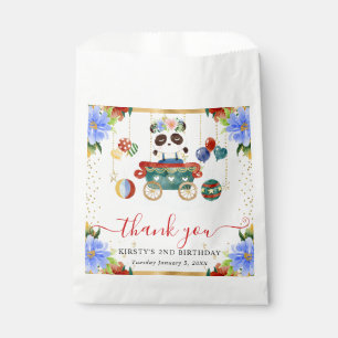 Watercolor Circus Panda Train Floral Birthday Favour Bags