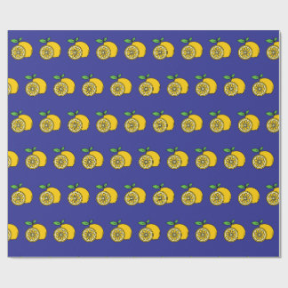 Watercolor Citrus & Blue Mediterranean Tile Gift Wrapping Paper
