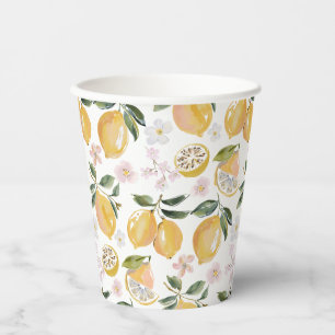 Watercolor Citrus & Blueberry Pattern Paper Cups