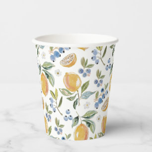 Watercolor Citrus & Blueberry Pattern Paper Cups