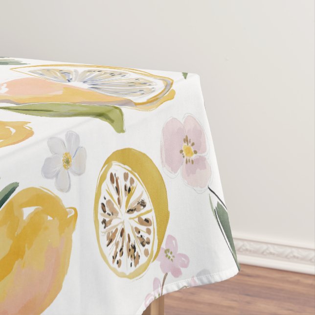 Watercolor Citrus & Blueberry Pattern Tablecloth (In Situ)