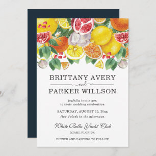 Watercolor Citrus Botanical Wedding Invitation
