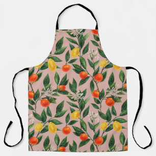 Watercolor Citrus Branches Ornament Pattern Apron