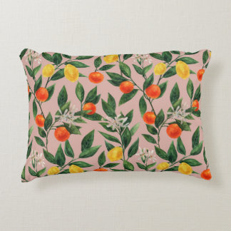 Watercolor Citrus Branches Ornament Pattern Decorative Cushion