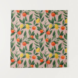 Watercolor Citrus Branches Ornament Pattern Tapestry