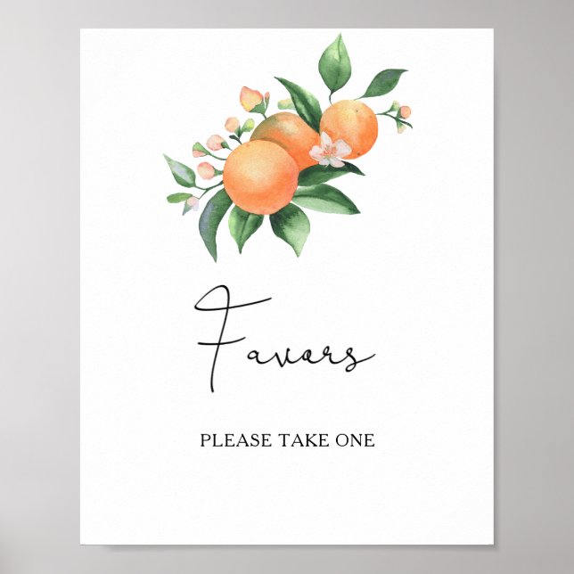 Watercolor citrus - bridal favours please take one poster (Front)