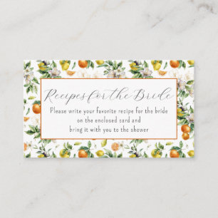 Watercolor Citrus Bridal Shower Bring A Recipe Enclosure Card