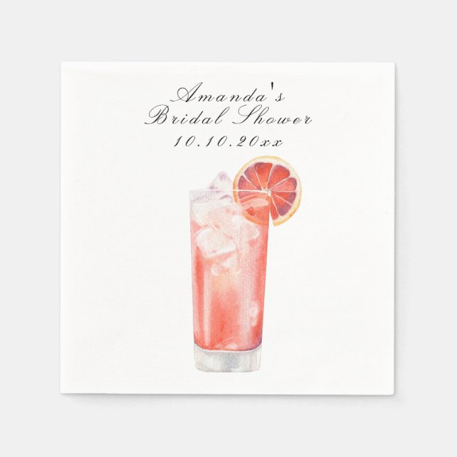 Watercolor Citrus Cocktail Bridal Shower Napkin (Front)