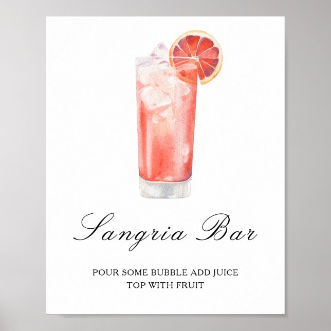 Watercolor citrus cocktail - sangria bar poster (Front)