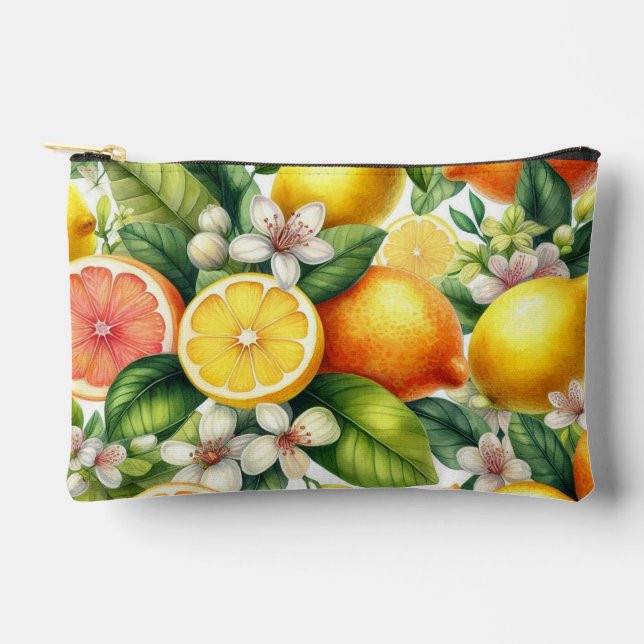 Watercolor Citrus Fruit Pattern Accessory Pouch (Front)