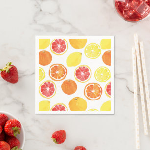 Watercolor Citrus Fruit Pattern Napkin