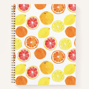 Watercolor Citrus Fruit Pattern Notebook
