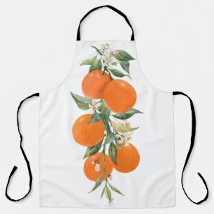 Watercolor citrus fruits orange lemon apron